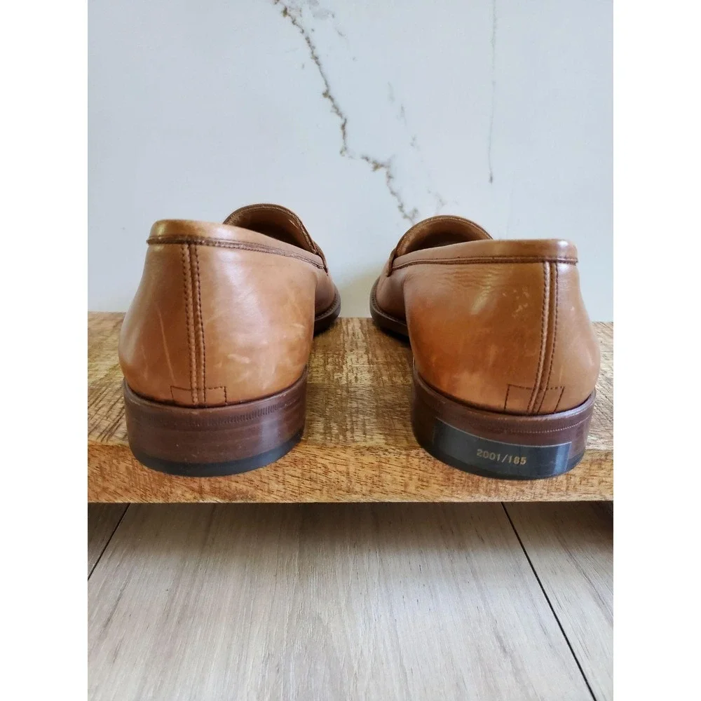 Fieramosca & Co 2001 Shoes Mens 8.5 Brown Leather‎ Slip On Dress Loafers Italy